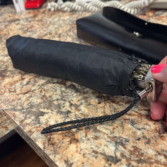 Eddie Bauer Black and Silver Umbrella in leather case - Picture 3 of 5